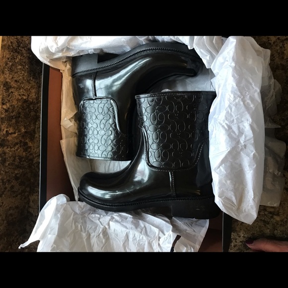 BNIB COACH Black Signature Rain Boots